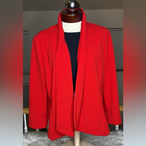 Anne Klein Red Jacket Blazer Size Large Up cycled Dragon Back Chinese New Year - Picture 3 of 5